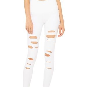 White Ripped Alo Warrior Leggings